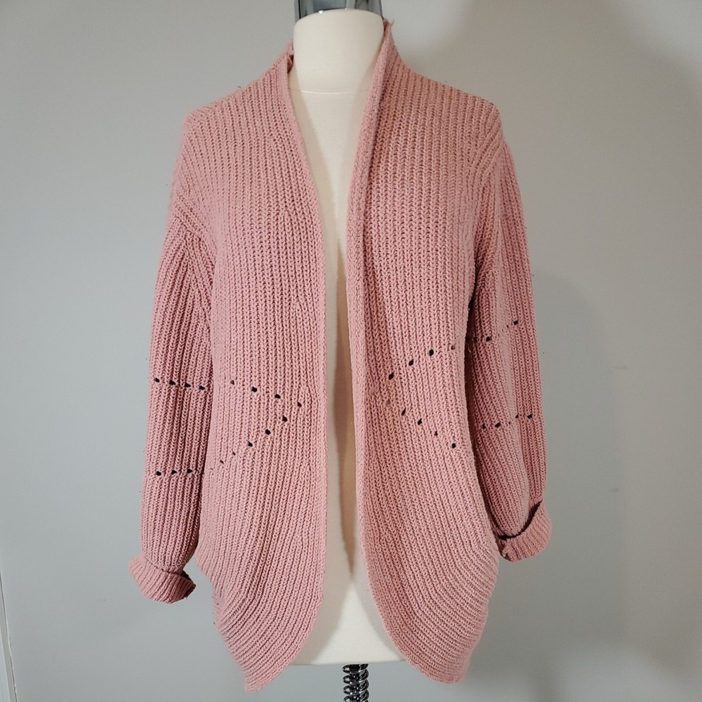 Pink Open-Front Cardigan
